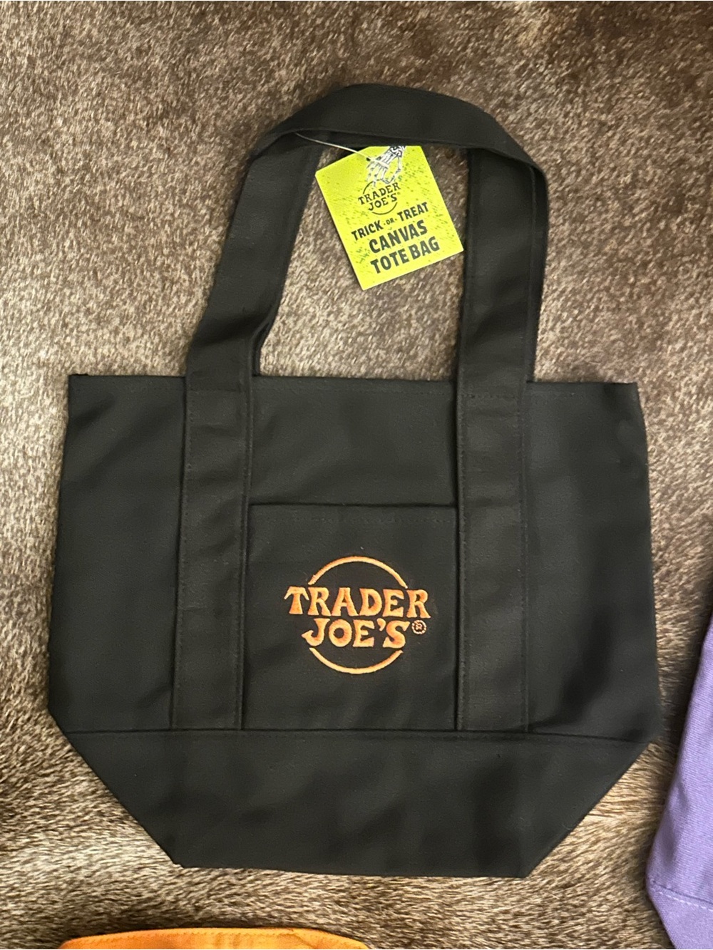 Trader Joe's Black Canvas Tote Bag with Logo